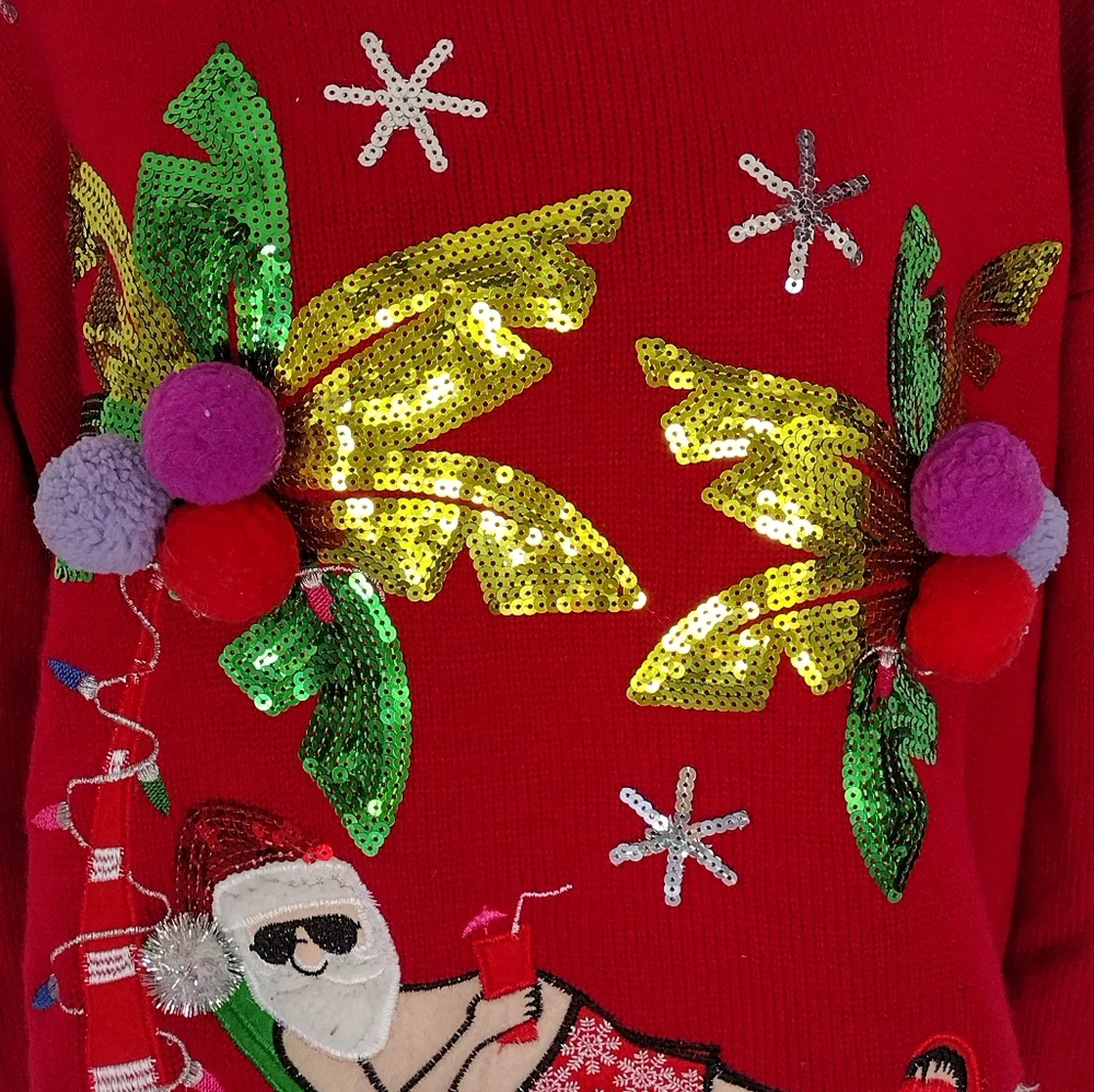 Hooked Up by IOT's Beach Santa Ugly Christmas Sweater. Size XL - Picture 13 of 13